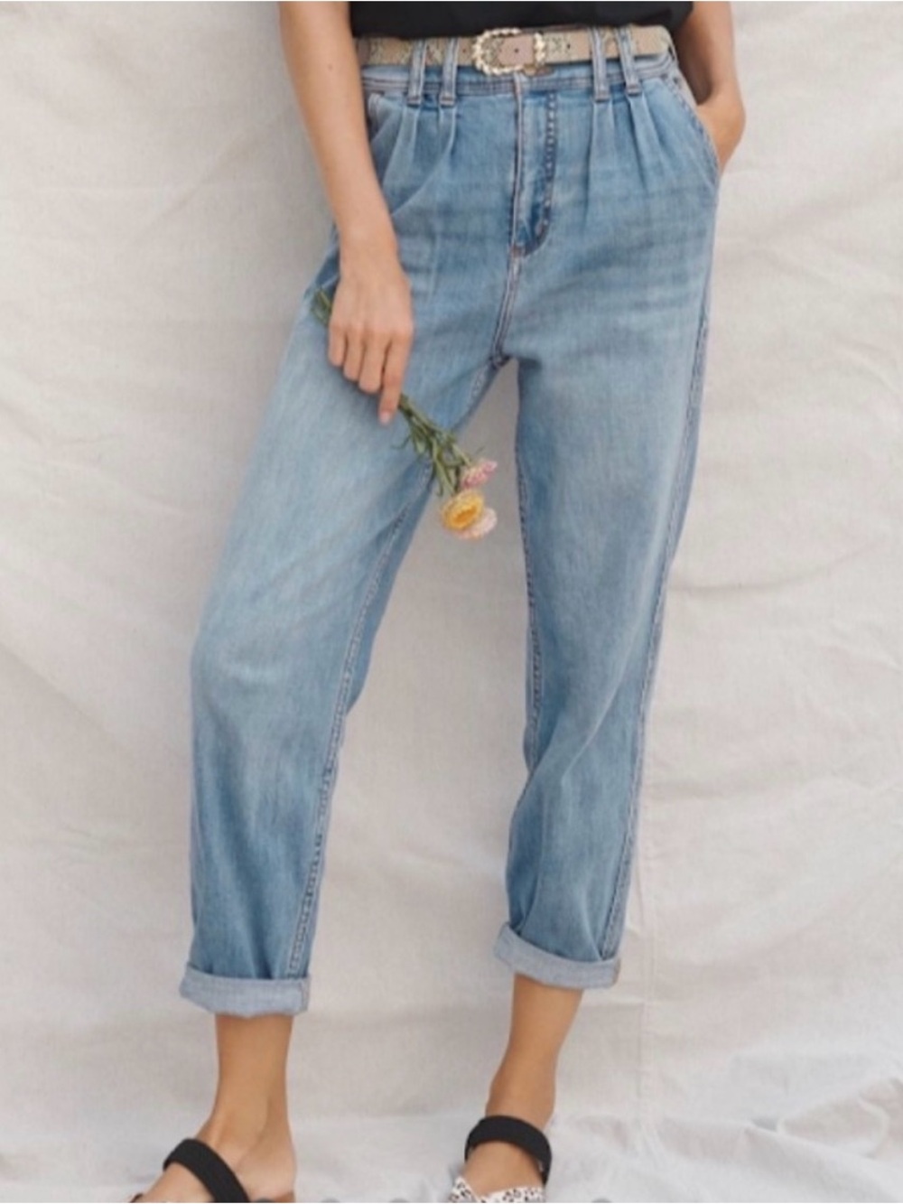 Pilcro and the Letterpress Anthropologie High-Waisted Pleated Jeans 27